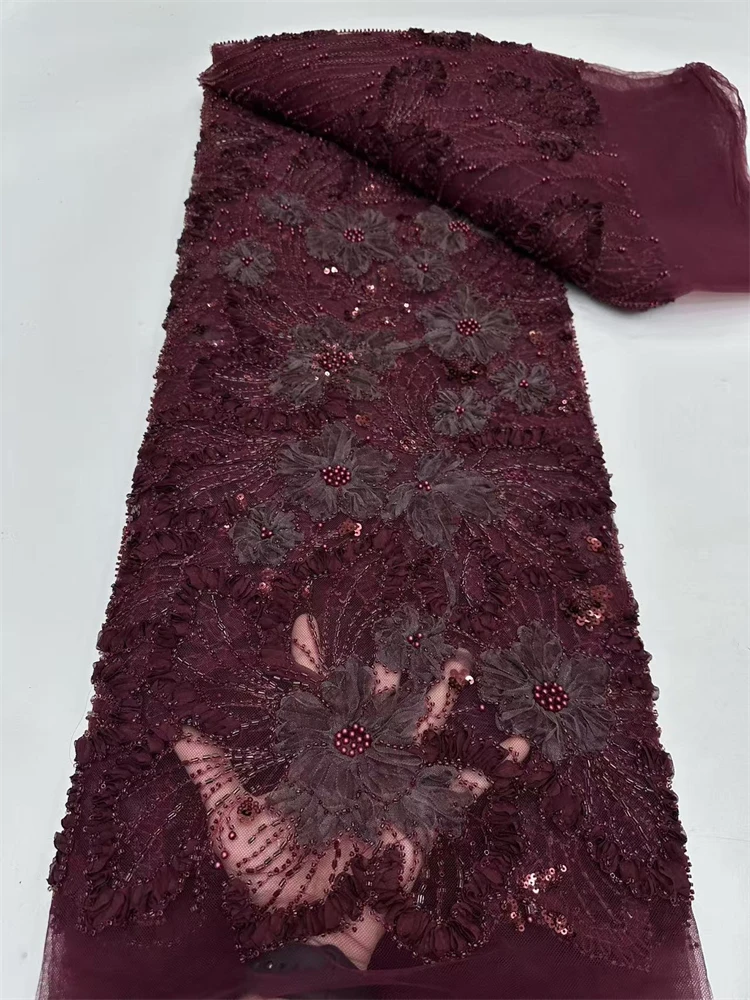Luxury 2026 High Quality French Tulle Mesh Lace Fabric African Lace Fabric 5 Yards For Nigeria Fabric Wedding Party Dress