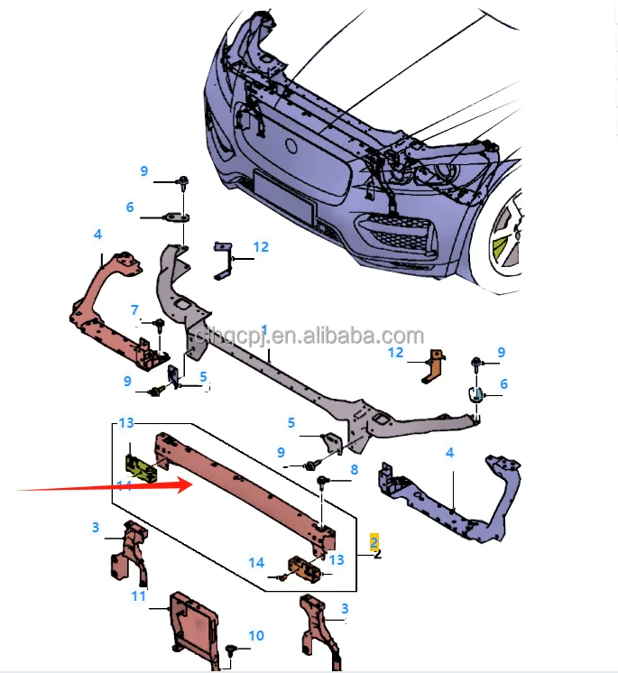 For Jaguar F-PACE 2016-2020 front impact bar T4A13526 T4A12967 T4A5887 bumper reinforcement