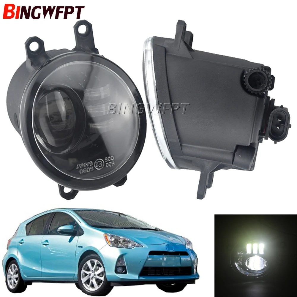 1pair Fog Light Assembly Front Bumper White Yellow LED Fog Lamp For Toyota Prius Plus C V 2011-2015