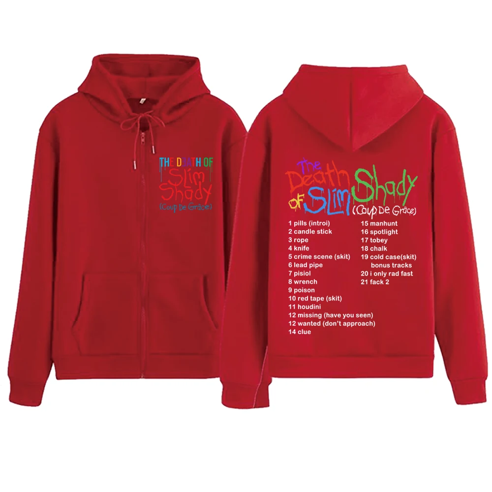 Eminem The Death of Slim Shady Zipper Hoodie Harajuku เสื้อสเวตเตอร์สวมหัว