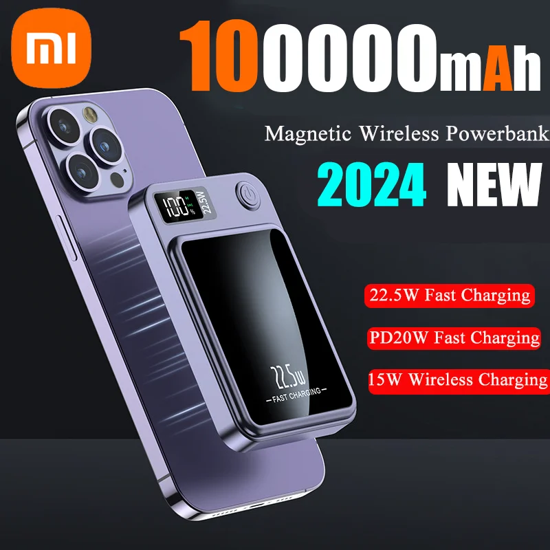 Xiaomi Mijia 100000mAh Magnetic Qi Wireless Charger Power Bank 22.5W Mini Powerbank For iPhone Samsung Huawei Fast Charging