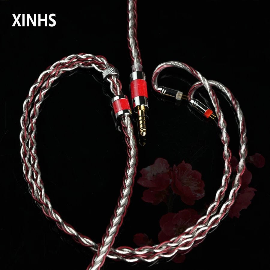 XINHS M02 8-adriges Crimson Bloom in Snow-7N OCC Silber-Palladium Hochwertiges Übertragungskabel für Kopfhörer HIFI Upgrade-Kabel – Detail 7