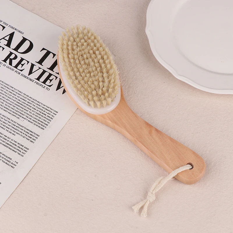 

1 шт., деревянная + щетина для всего тела, натуральная щетина, отшелушивающая щетка для сухой кожи, массажер, очиститель, скруббер, инструменты для купания