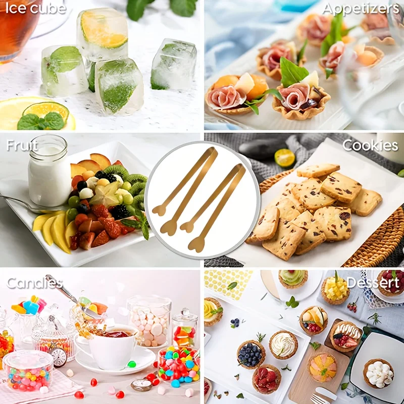 5pcs Stainless Steel Heart-Shaped Mini Tongs for Sugar/Ice Cubes Tea Party Wedding Coffee Bar Gift for Wedding Anniversaries view 4