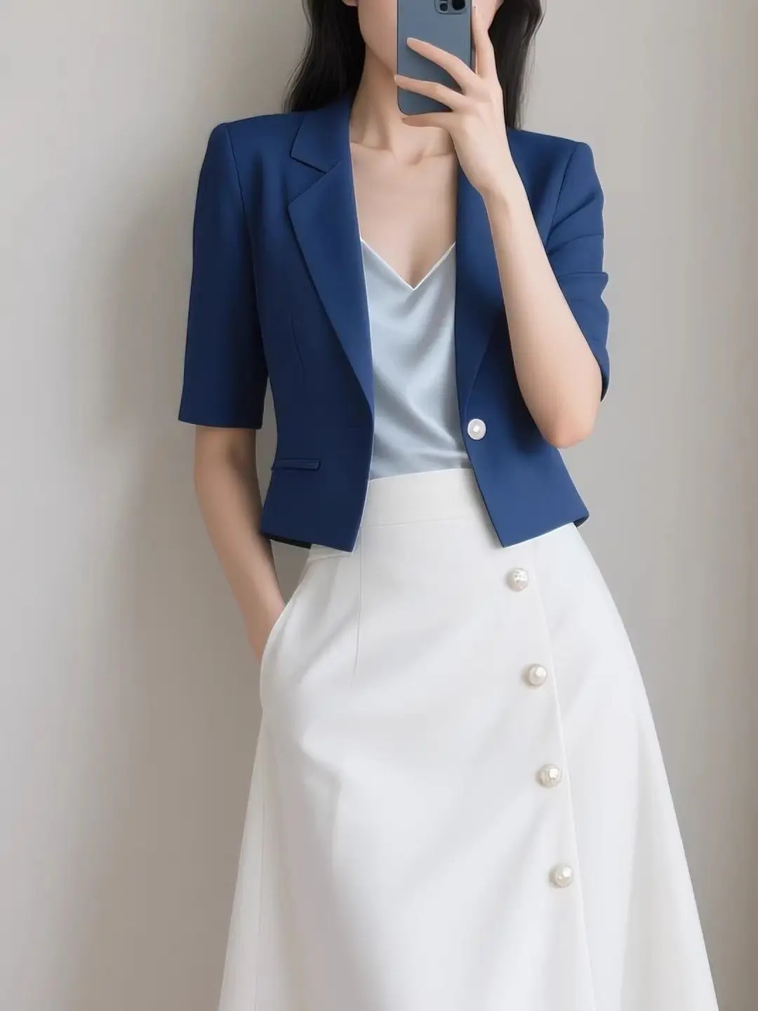 New Summer High End Elegant Skirt Women Office Lady High Waist Single Breasted A-line Midi Skirts Buttons Solid Color Jupe