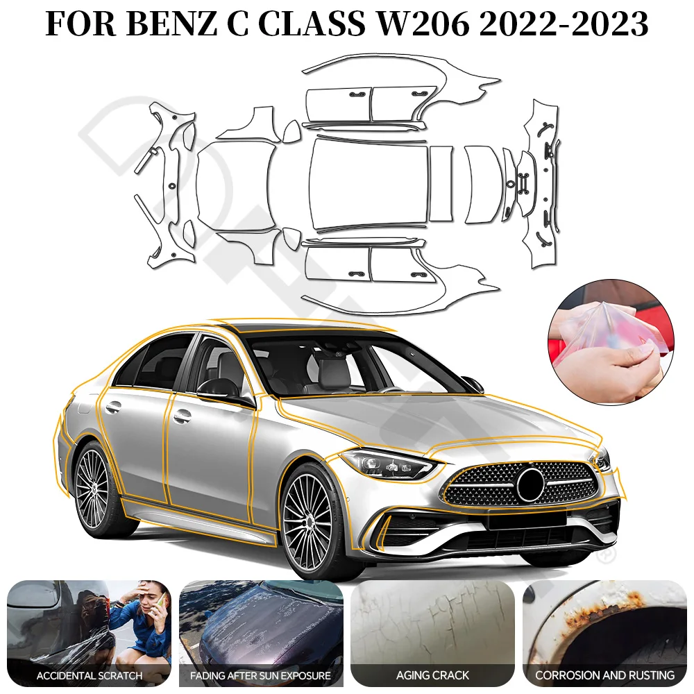 

PPF For Benz C Class W206 2022-2023 TPU Pre-cut Paint Protection Film Anti-Scratch Invisible Clear Resistant Car Wrap Film