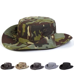 Men Plaid Camouflage Drawstring Large Eaves Bucket Hats Fishermen Caps Outdoor Casual Cap Men Sunscreen Hat Adventure Hat