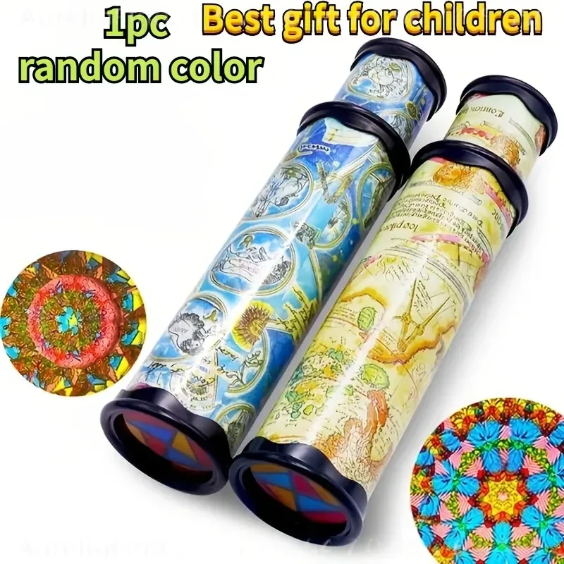 1pc Classic Kaleidoscope Toy Random Color Pullable Extension Rotating Imaging Scientific Enlightenment Puzzle Gift for Kids