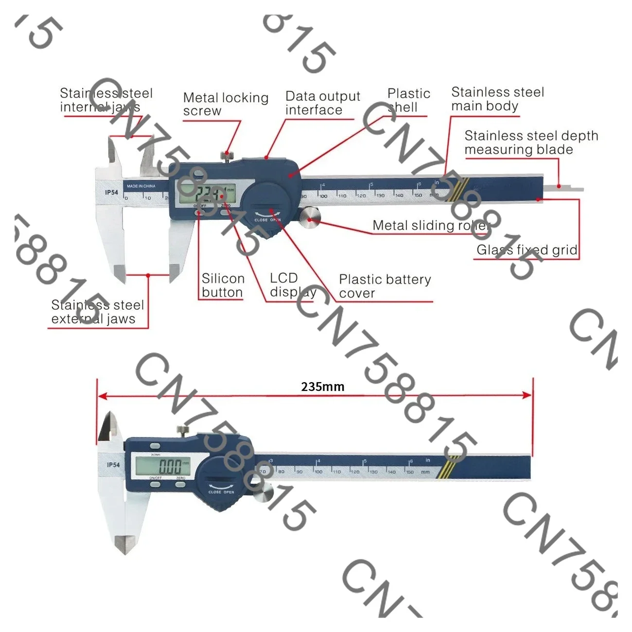 Shahe Hardened Stainless Steel，100/150/200/300Mm Digital Caliper Electronic Vernier Micrometer Measuring Tool