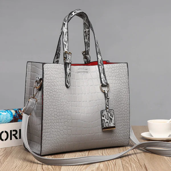 Valenkuci Solid Color Simple Style Female Handbags Alligator PU Leather Shoulder Bag For Women All-Match Ladies Casual Crossbody