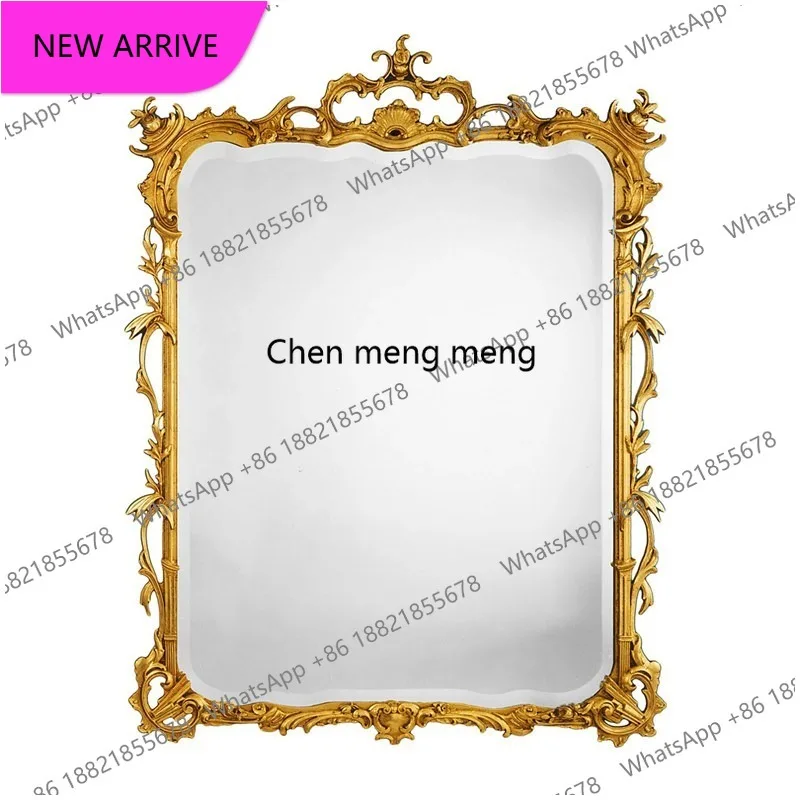 CC Customized carved makeup mirror square light luxury French vanity  bathroom mirror entrance decorative mirror