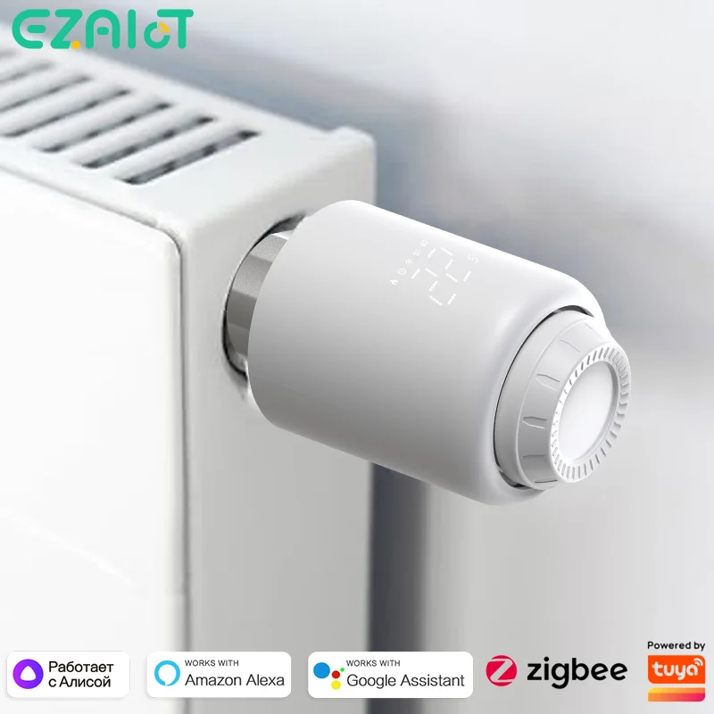 Tuya ZigBee Thermostat Radiator Actuator Smart TRV Thermostatic Valve Head Temperature Controller Voice Alexa Google Home Alice