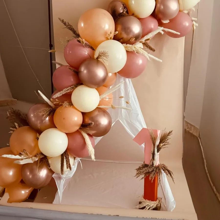 レトロなブラッシュピンクの風船60個パック、12インチのダスティピンク、メタリッククローム、ローズゴールド、ホワイトサンド、ヌードの風船、ブライダル、ベビーシャワー用