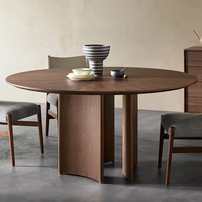 Kona/Moon Semi-Round Dining Table Wabi Sansan North American Black Walnut Italian Minimalist Marble Dining Table High-end Z