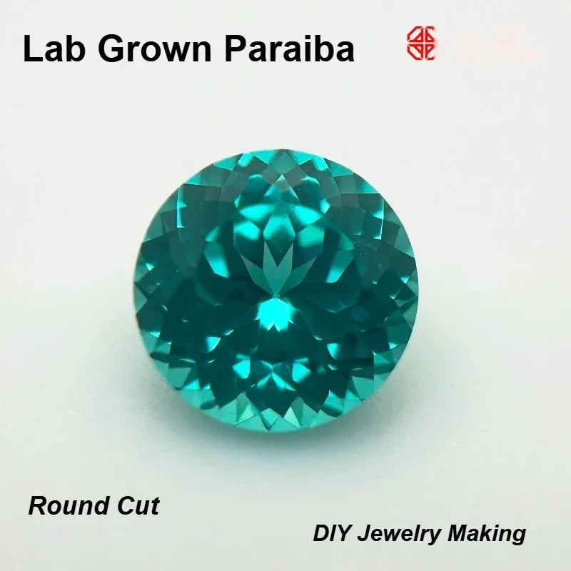 Par-Lab Grown Paraiba Round Cut Gemstone for DIY Advanced Jewelry Making Inlay Ring Necklace Bracelet Selectable Certificate