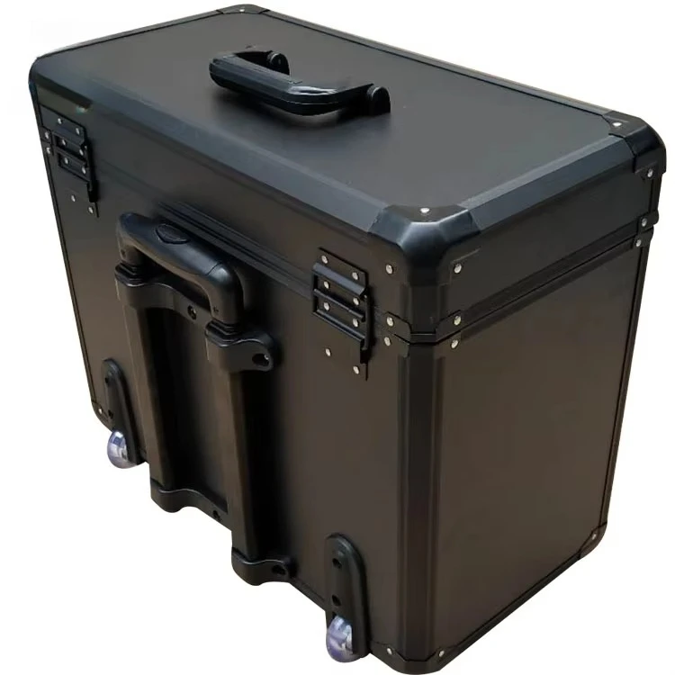 Aluminum Trolley Tool Box Flight Case Mini Transport Cases Wheels Shockproof Anti-Moisture