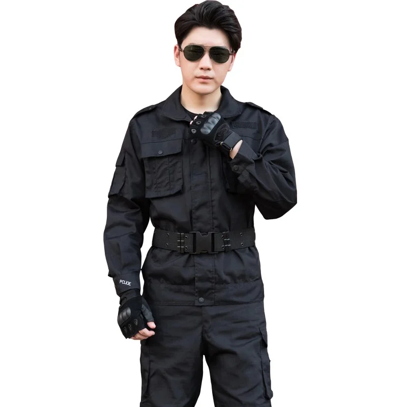 Camisa y pantalones de uniforme negro para hombres de buena calidad, seguridad en el trabajo, entrenamiento en el campo, Camping, escalada