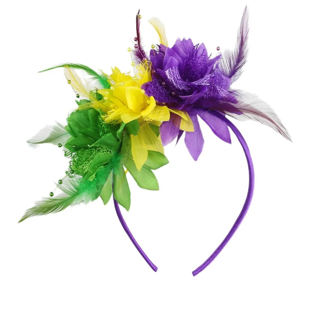 Feather Decoration Feather Flower Headband Retro Style Floral Design Feather Hair Accessory Stylish Accessory Cocktail Headband
