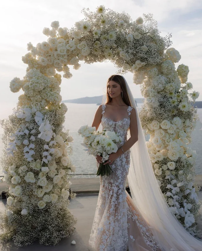 Abito da sposa a sirena in pizzo 2025 Tulle Applique abiti da sposa per donna vestidos de novia de talla grande