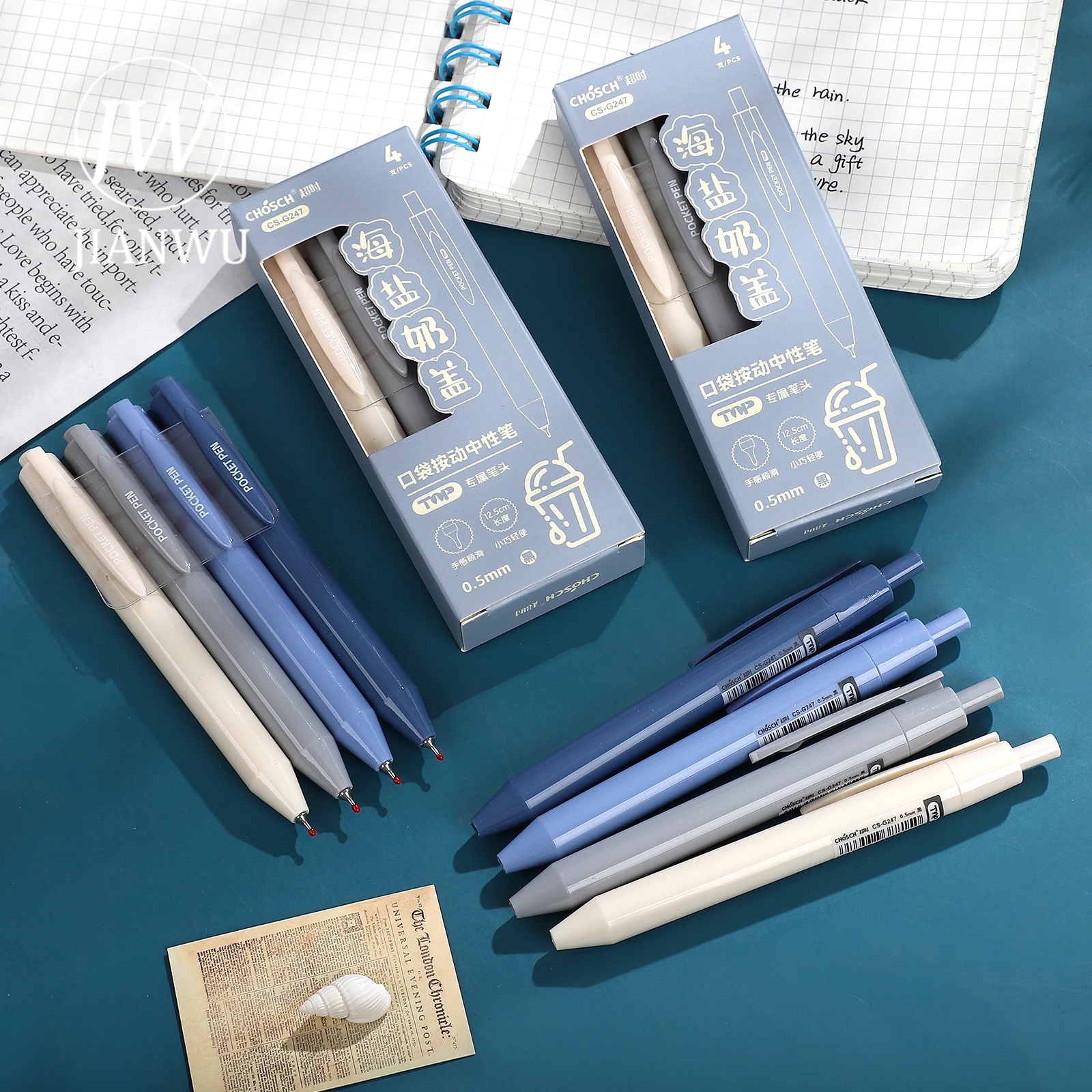 

JIANWU 4 шт./компл., набор гелевых ручек с морской солью и молоком, набор 0,5 мм, черные, плавные, креативные, сделай сам, студенческие принадлежности, канцелярские принадлежности