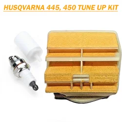 HUS445 Air Filter Fuel Filter Spark Plug Set For Husqvarna 445 450 450 Rancher Chainsaw Lawnmower Parts