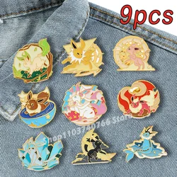 1set Pokemon Eevee Enamel Pins Anime Kawaii Vaporeon Glaceon Sylveon Lapel Pin for Men Women Shirt Bag Cute Jewelry Decoration