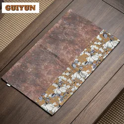 Chinese Tang Color Pattern Tea Table Mats Magnolia Flower Dry Brewing Tea Mat Splicing Thermal Insulation Zen Table Flag Cloth