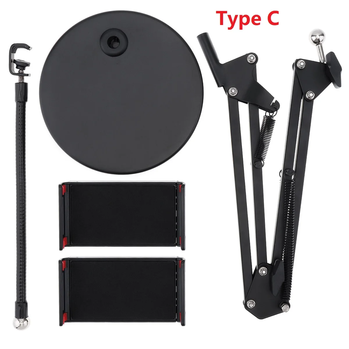 Extendable Cell Phone Holder with Suspension Boom Scissor Long Arm Mount Stand for Live Broadcast Studio Chatting