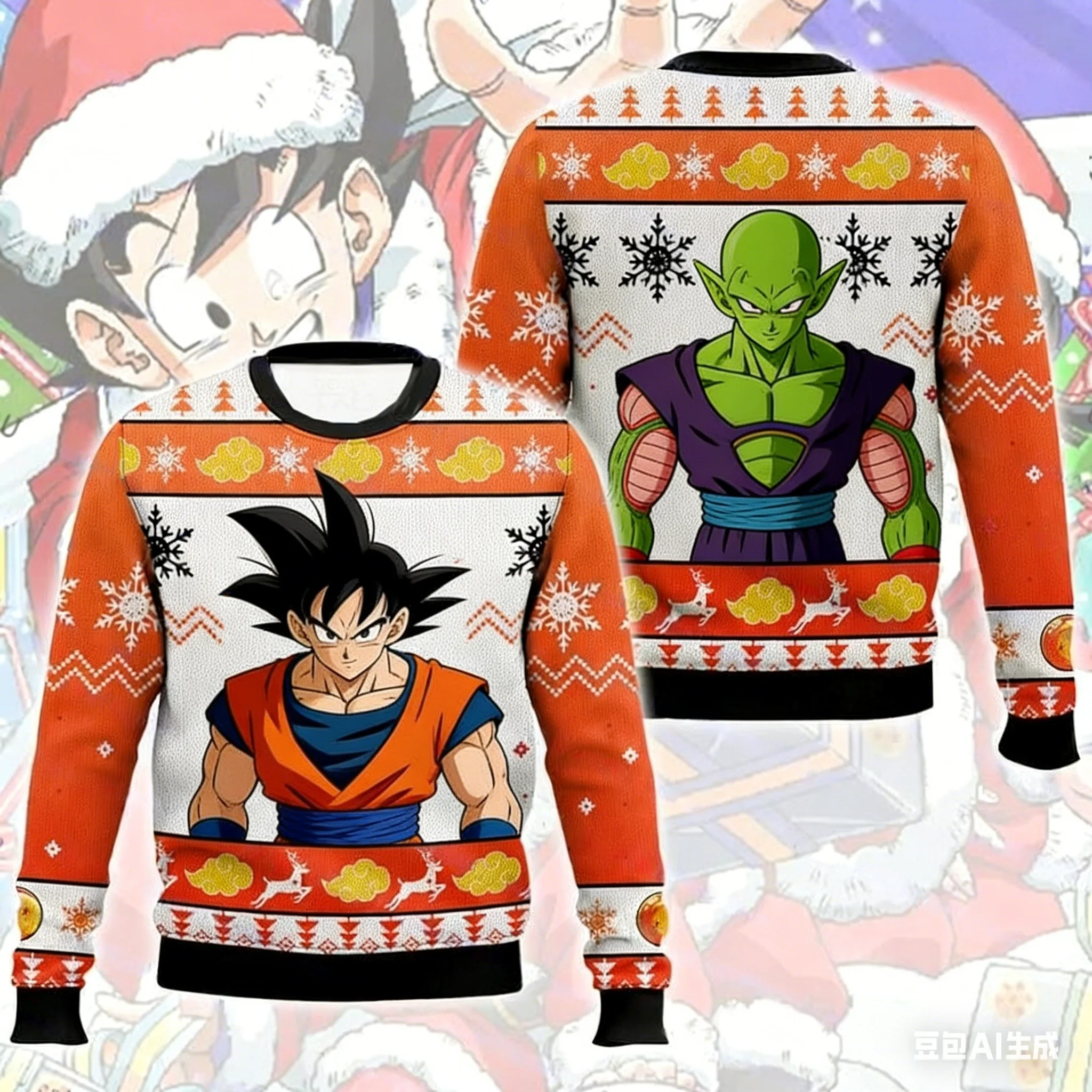 NewSweater Japanese Anime Goku Saiyan Bandai Dragon Ball 3D Hoodie Christmas Jersey Round-neck Shirt for Men and Children Sports