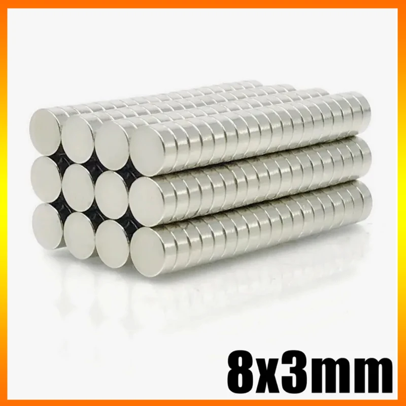 8x3mm Magnet Round Shape Strong Craft Garage Tool Fridge Diy Science Office Refrigerator Accessory 8*3mm 20/50/200/1000pcs
