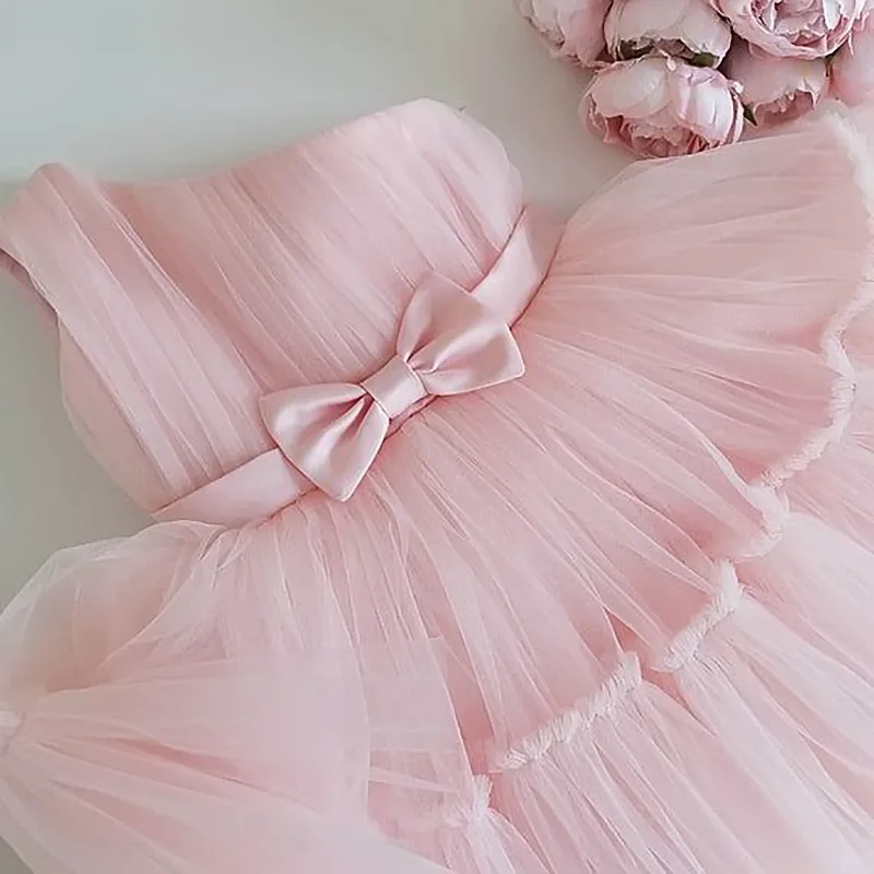 Baby Girls Birthday Dress For 1 2 Year Newborn Baptism Pink Clothes Toddler Kid One Shoulder Elegant Christening Party Tutu Gown