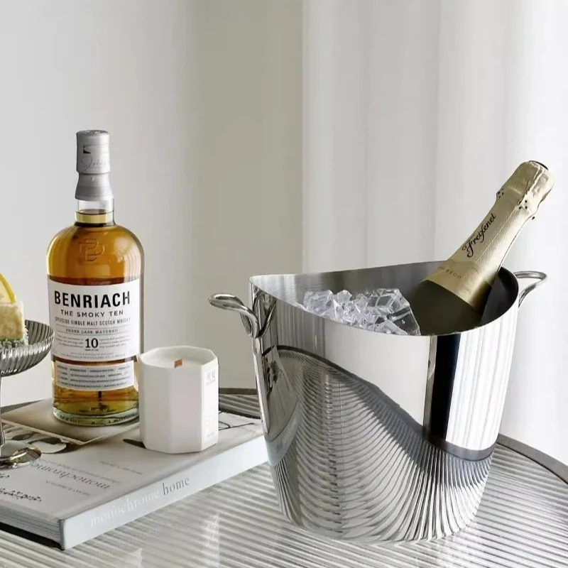 Stainless steel ice bucket household, wine set high value wine, champagne beer red wine chilled, ice bucket