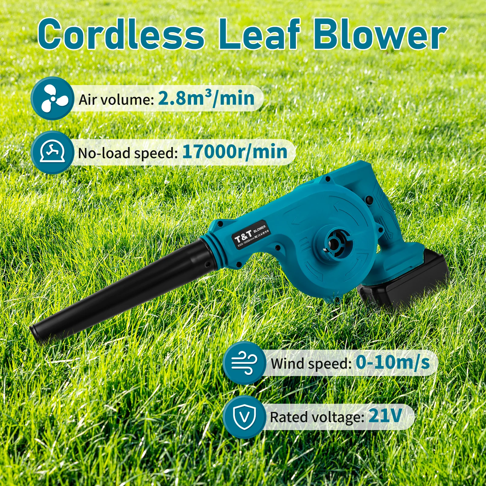 Cordless Leaf Blower for Makita 18V Battery Jobsite Air Blower 2-in-1 Handle Electric Blower and Vacuum Cleaner (No Battery)