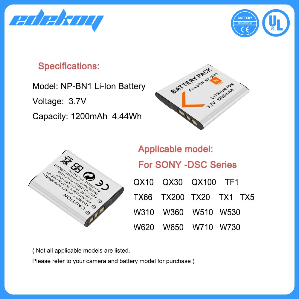 NP-BN1 Camera Battery  ForSony QX10  TX200 TX9 WX100 TX5 WX5C W620 W630 W670 TX100 DSC-TX5 DSC-W310 DSC-WX100 Digital SLR Camera