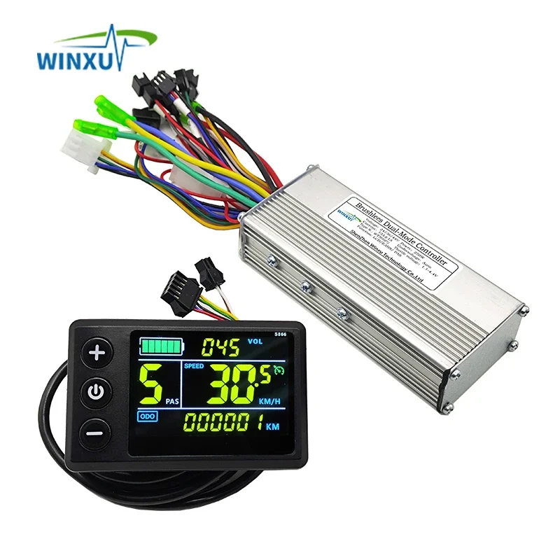 24V 36V 48V 500W 22A Ebike Brushless Motor Universal Controller S866 LCD Colour Display Set for Electric Mountain Bike Scooter