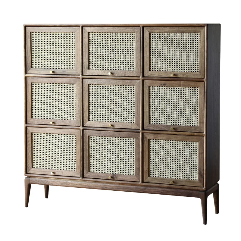 Bookcase, living room, glass flip door cabinet, combination storage, hand display cabinet, rattan woven dining edge cabinet