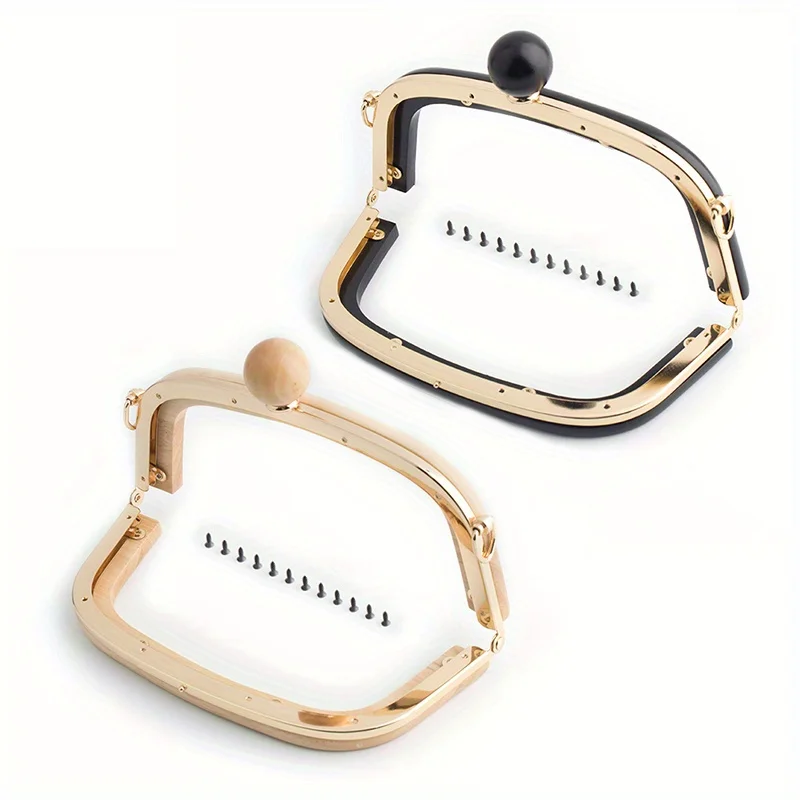 1PC solid wood gold patchwork bag wooden bead accessories handle dinner bag hardware clip frame wooden hinge frame