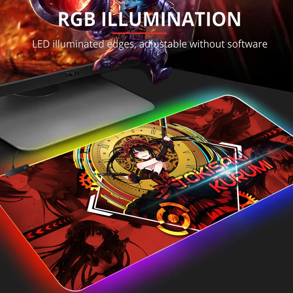 

RGB Mouse Pad Tokisaki Kurumi Mouse Pad Gamer Computer Balladeer Wanderer Gaming Large MouseMat Gamer Led Backlit Mousepad Wired