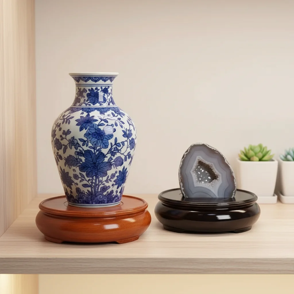 Wood Holder for Miniature Model, Flower Pot, Home Decor Round Wooden Display Stand Pedestal Base for Figurine Vase Bonsai
