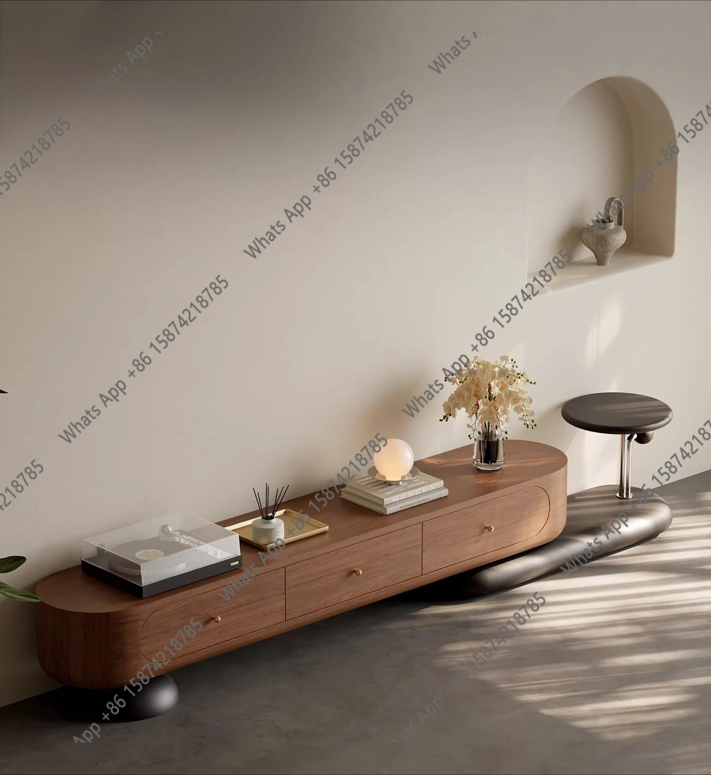 

Средневековый выдвижной телевизионный шкаф из орехового дерева для небольшой квартиры, легкий и стильный, для гостиной, домашний.