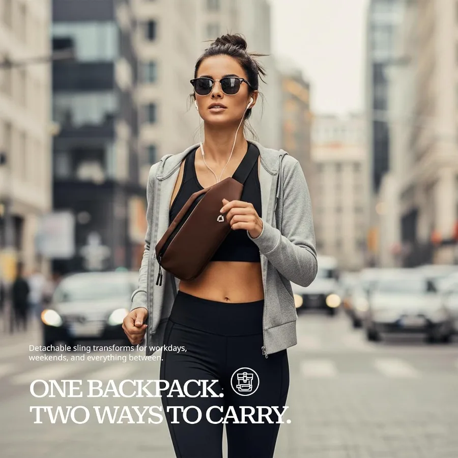 حقيبة ظهر للكمبيوتر المحمول Verage Pulse 2 في 1 مقاس 16 بوصة مع حقيبة حبال يومية قابلة للفصل بحجم العنصر الشخصي وقابلة للتوسيع ومقاومة للماء