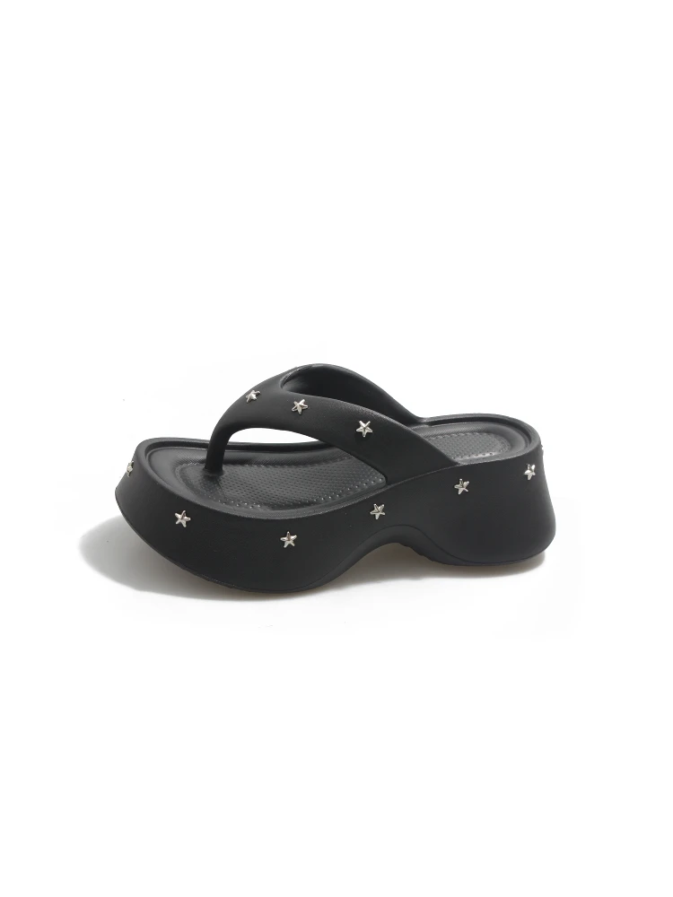 

Тапочки-стринги на высоком каблуке, женские летние уличные тапочки Thi Bot 7 см (3) Beach Coast, сандалии с заклепками, противоскользящие повседневные слипоны из ЭВА...