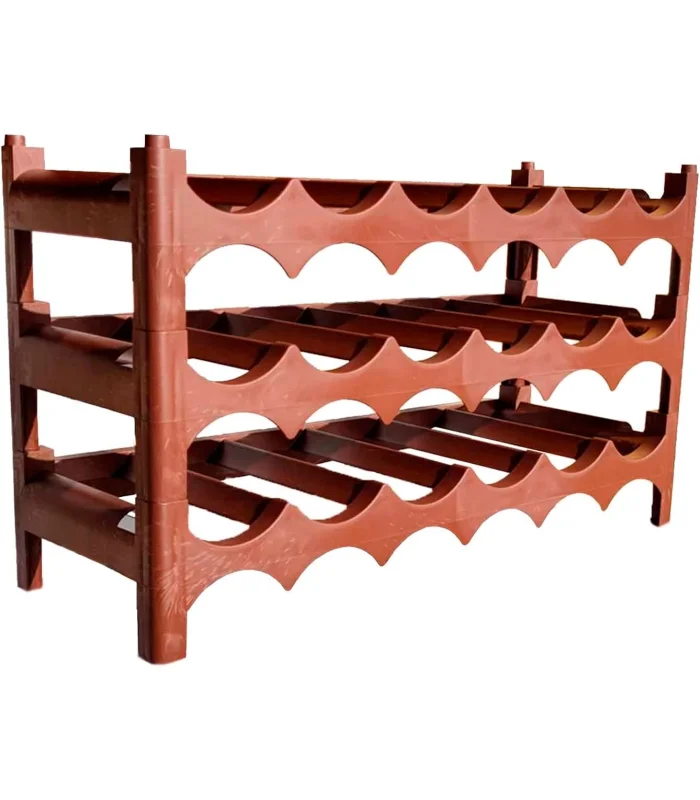 Tradineur-stackable plastic wine rack-3 stackable shelves-capacity for 18 bottles-Ideal for storage