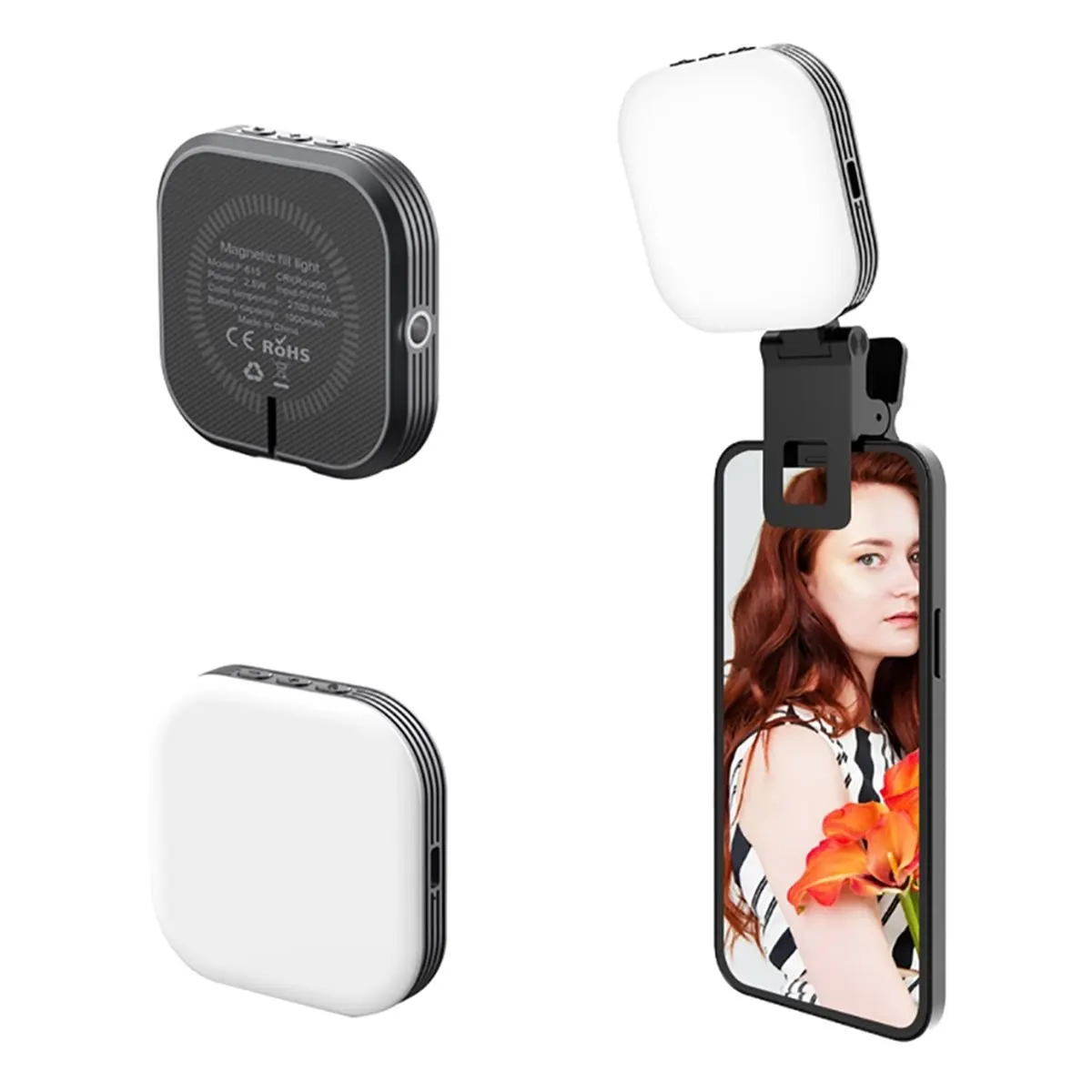 Arrival Mini Magnetic Fill Light 1000mah Rechargeable Tri-Color Temperature Selfie Light with Light Clip