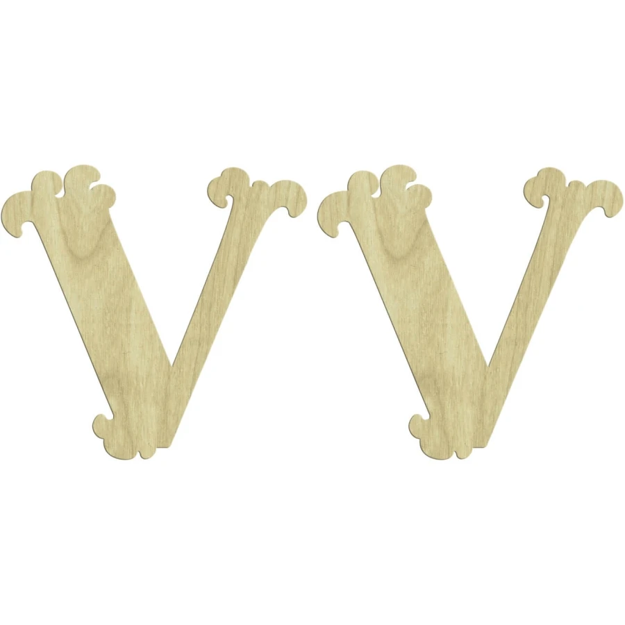 KD244 V Letter 2li Set Wooden Package Ornament, Wood Painting Ornament