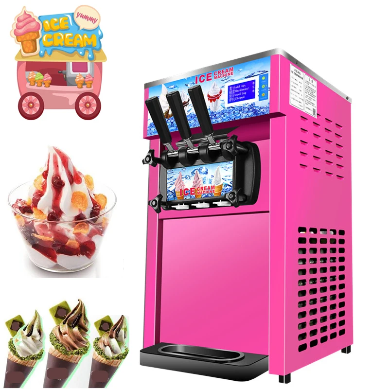 Three-color Soft Ice Cream Machine Mini Soft Table Top Small Ice Cream Maker 110V/220V