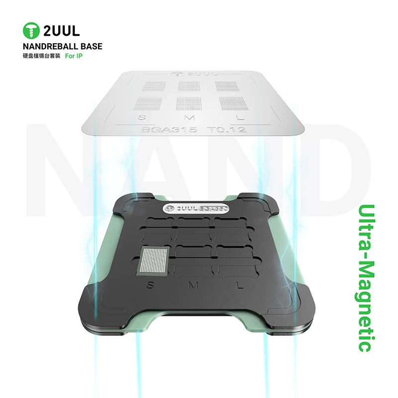 2UUL BH16 NAND REBALL BASE Magnetic Dual-Sided Reballing Platform Set For lP series NAND Flash BGA Soldering Repair