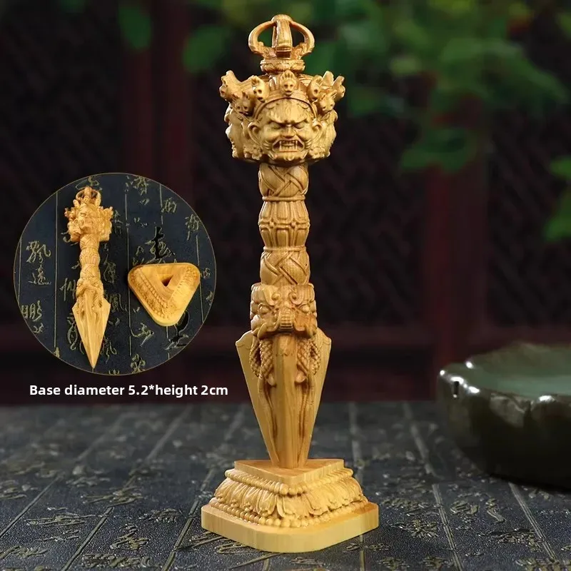 Boxwood Energetic Guardian Phurba Pendan Hand Carved Ritual Object Clears Negativity Serves As Powerful Amulet