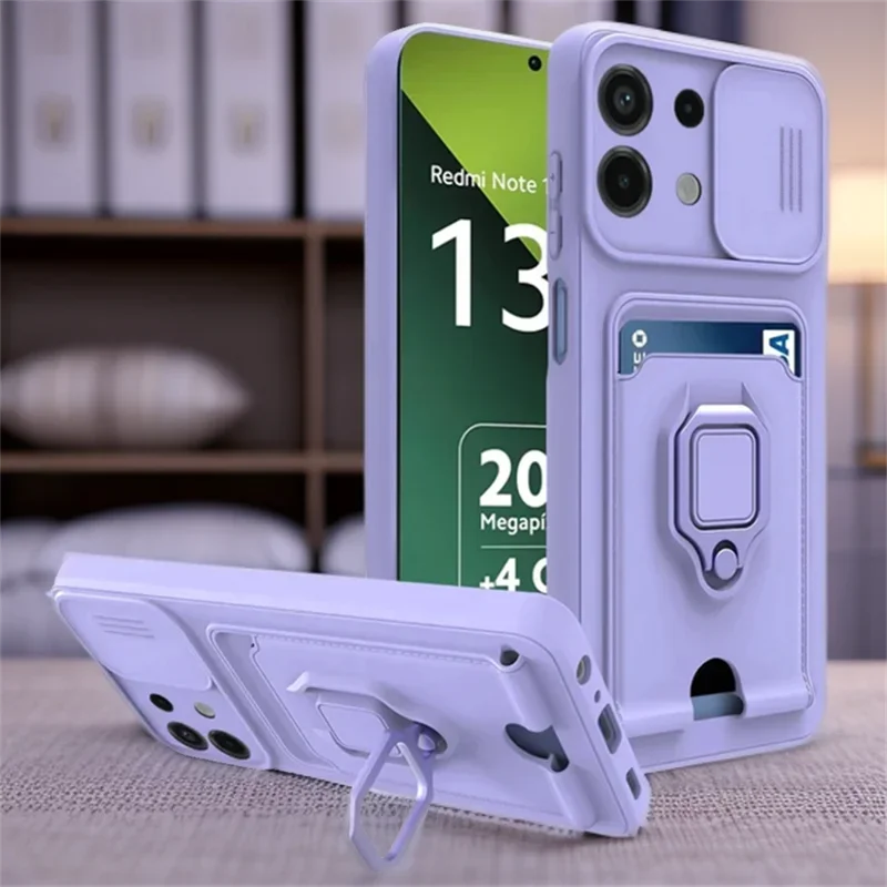 

Роскошный чехол с окном для камеры для Xiaomi Redmi Note 13 Pro Plus 12 11 10 для Redmi 12C 13C 10C, чехол для телефона с магнитным слотом для карты