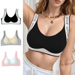 Women's Sport Push Up Bra Yoga Bra Sports Underwear Running Gym Fitness  Black White Letters Seamless Tops